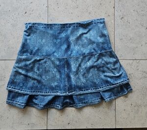 LUCKY IN LOVE Tennis/Pickball Skirt - Blue Denim Print